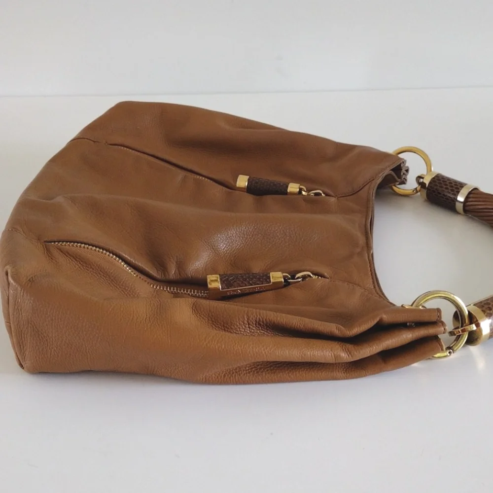 Michael Kors Collection Tonne Leather Python Accents Hobo Bag